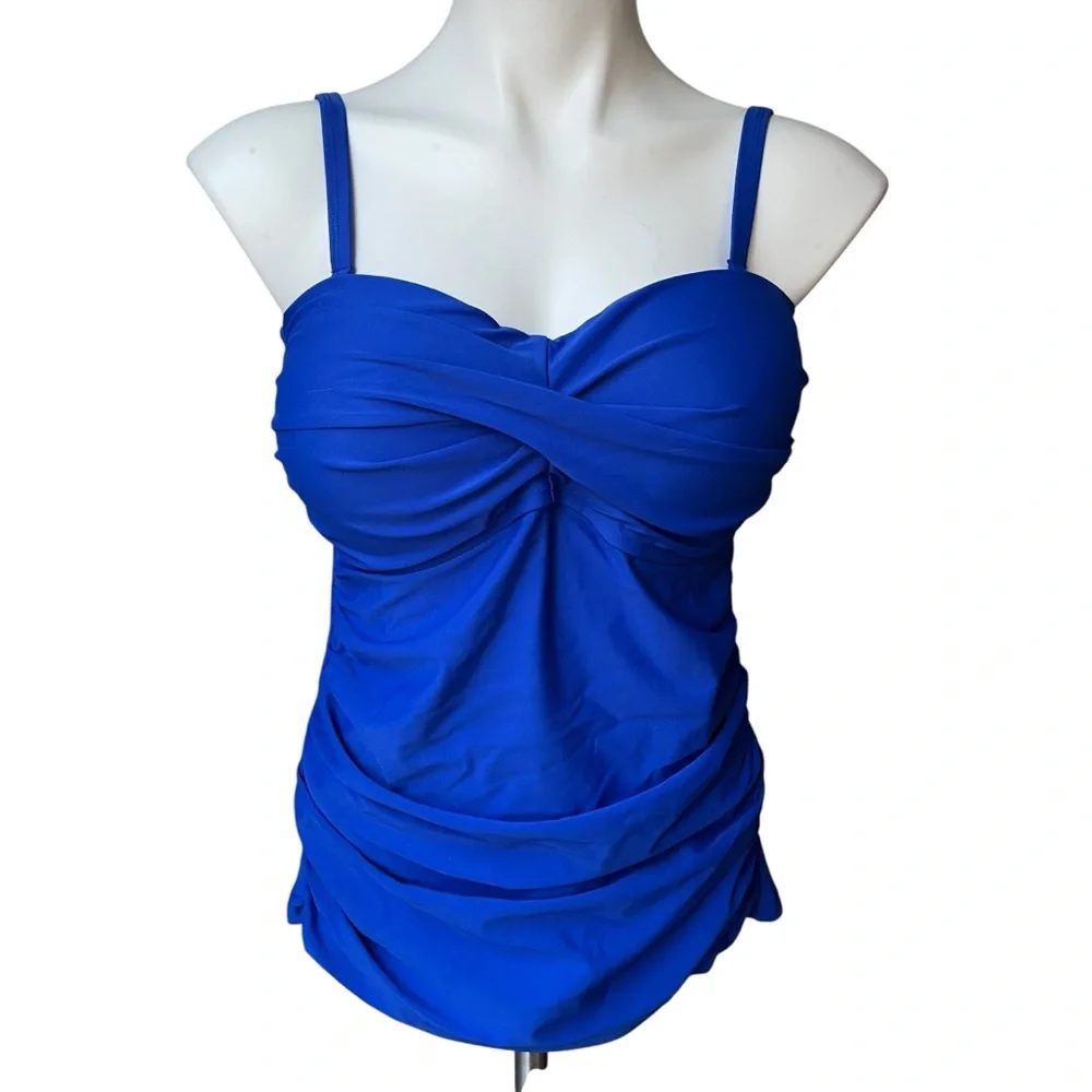 NWT, RELLECIGA Strapless Royal Blue Ruched Top, Sz L - Picture 4 of 13